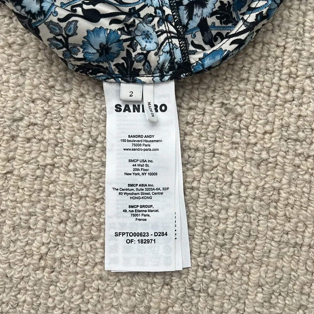 Sandro satin twill floral tank top size 2 or medium - Picture 4 of 4